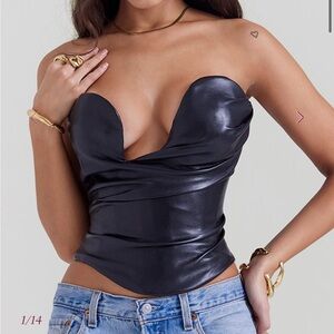 House of CB Black Strapless Crop Top